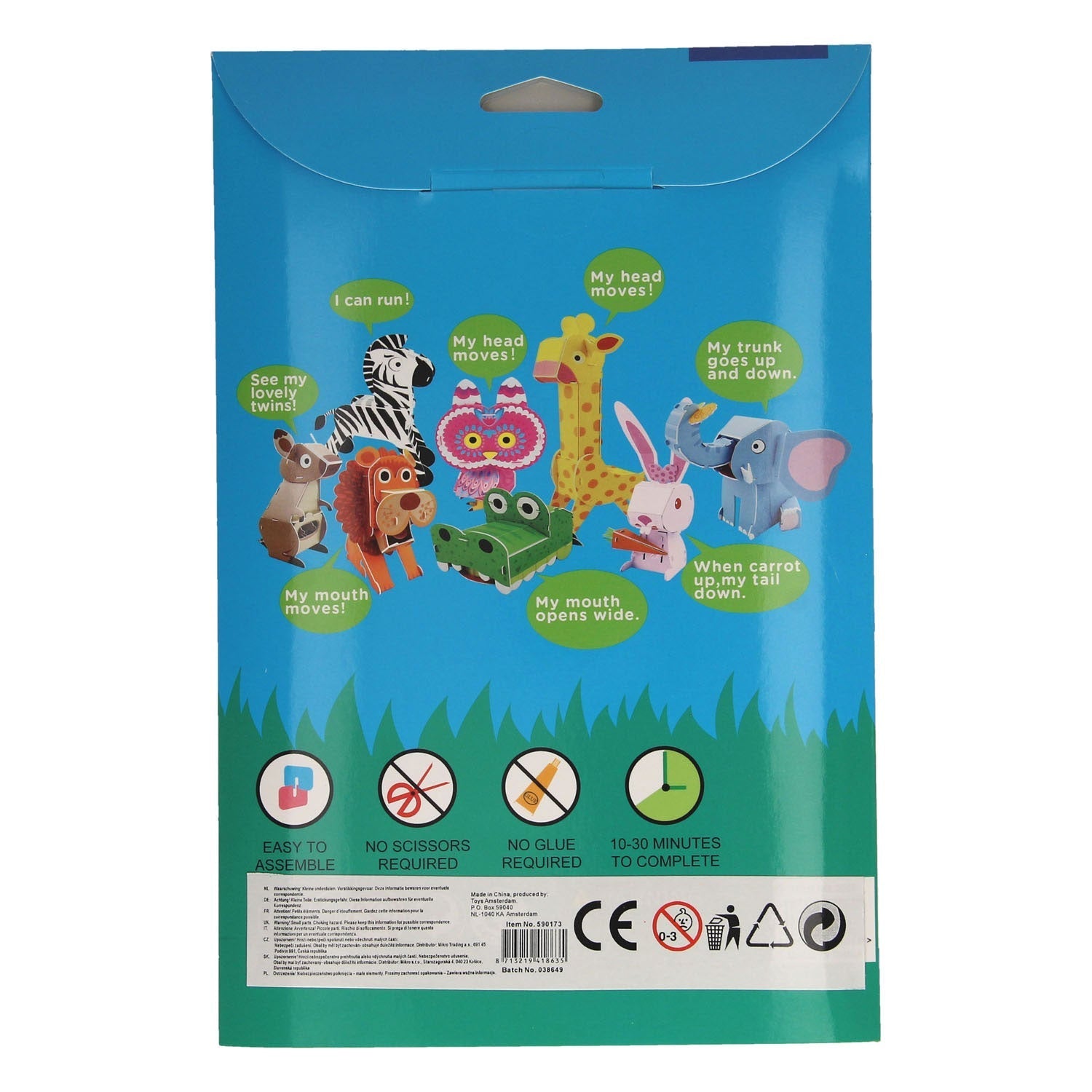 3D Puzzel Foam Wild Dier verpakking achterkant