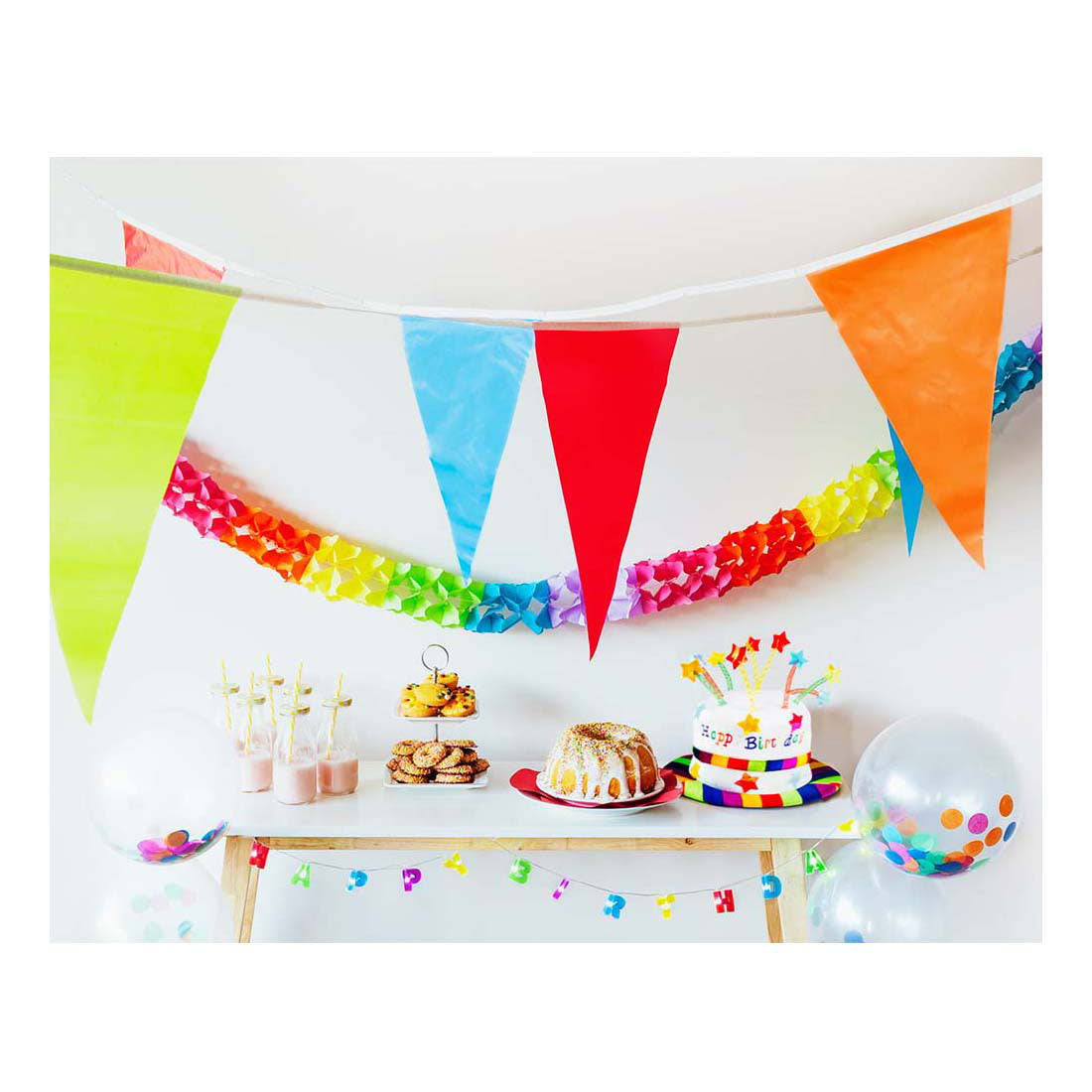 Kleurrijke Vlaggenlijn 10m voorbeeld