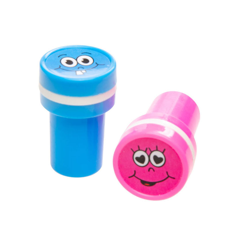 Lachgezicht Stempel Kleur blauw roze