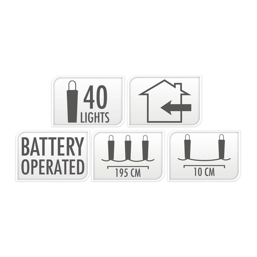 Led Lichtsnoer Zilverdraad, 195cm - Gekleurd specificaties