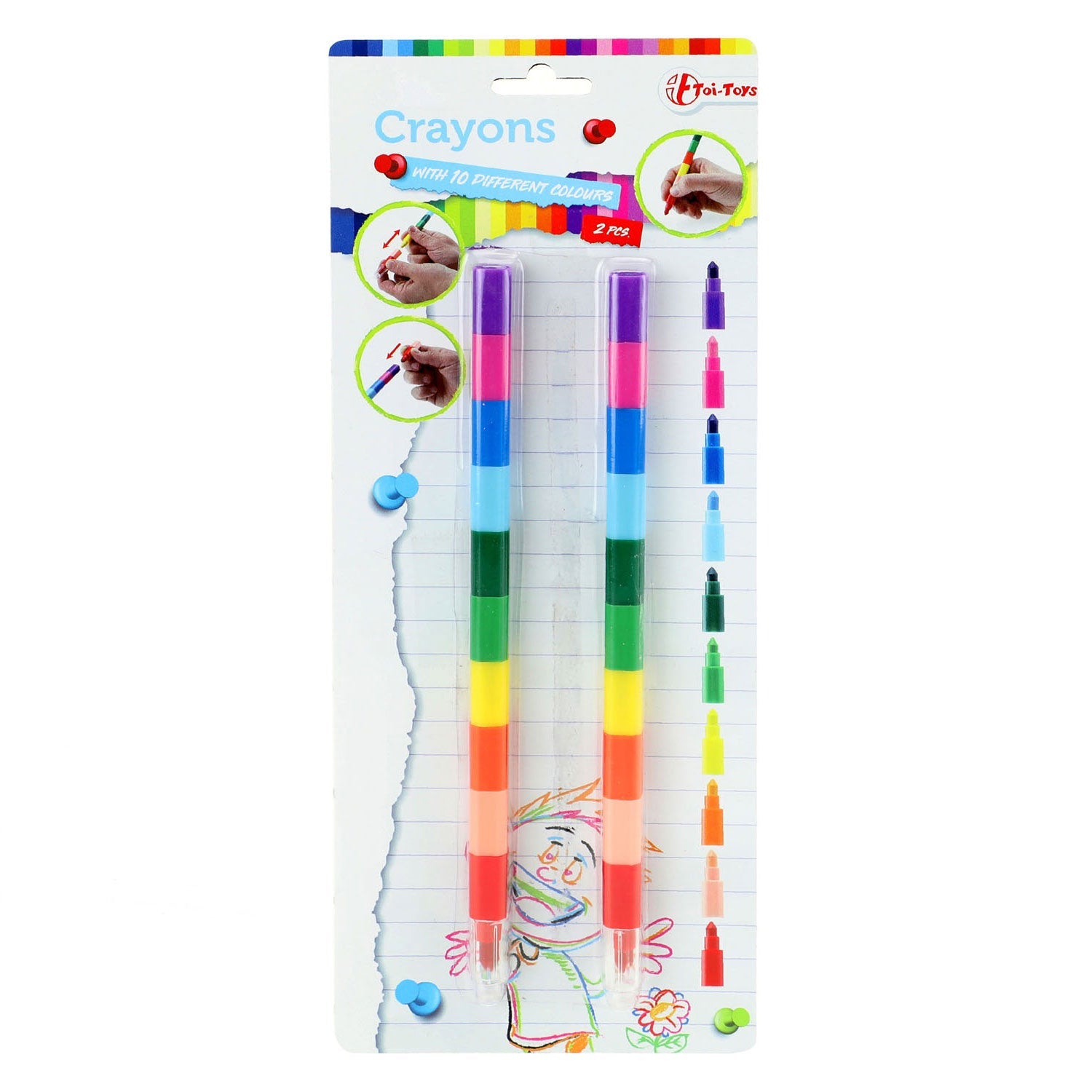 10-in-1 Waskrijt Pen 2st