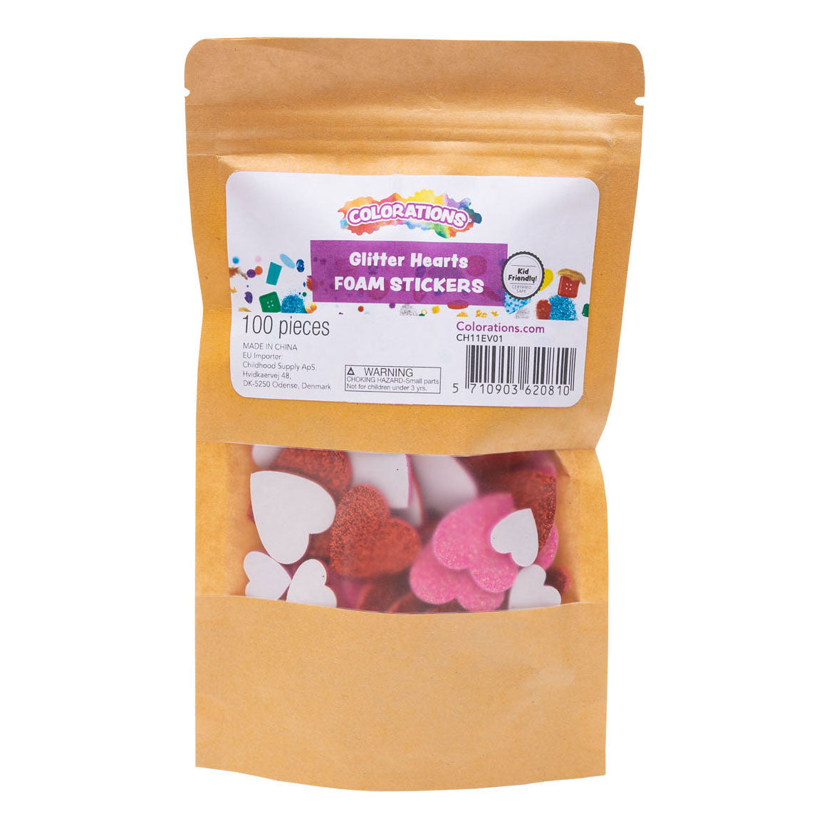 Colorations - Foamstickers Glitter Hartjes verpakking