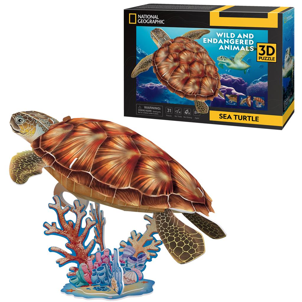 National Geographic 3D puzzel Zee Schildpad doos + detail