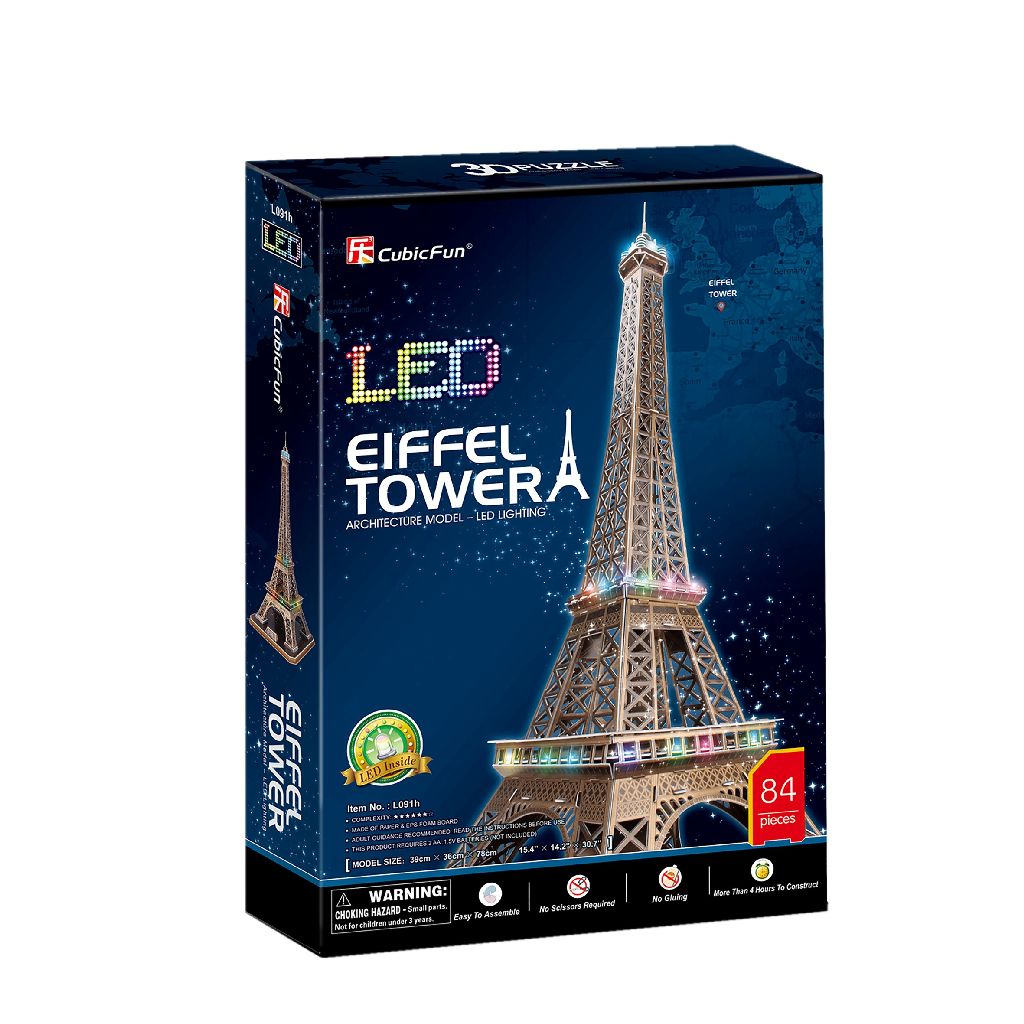 Cubic Fun 3D Puzzel Eiffel Tower met LED