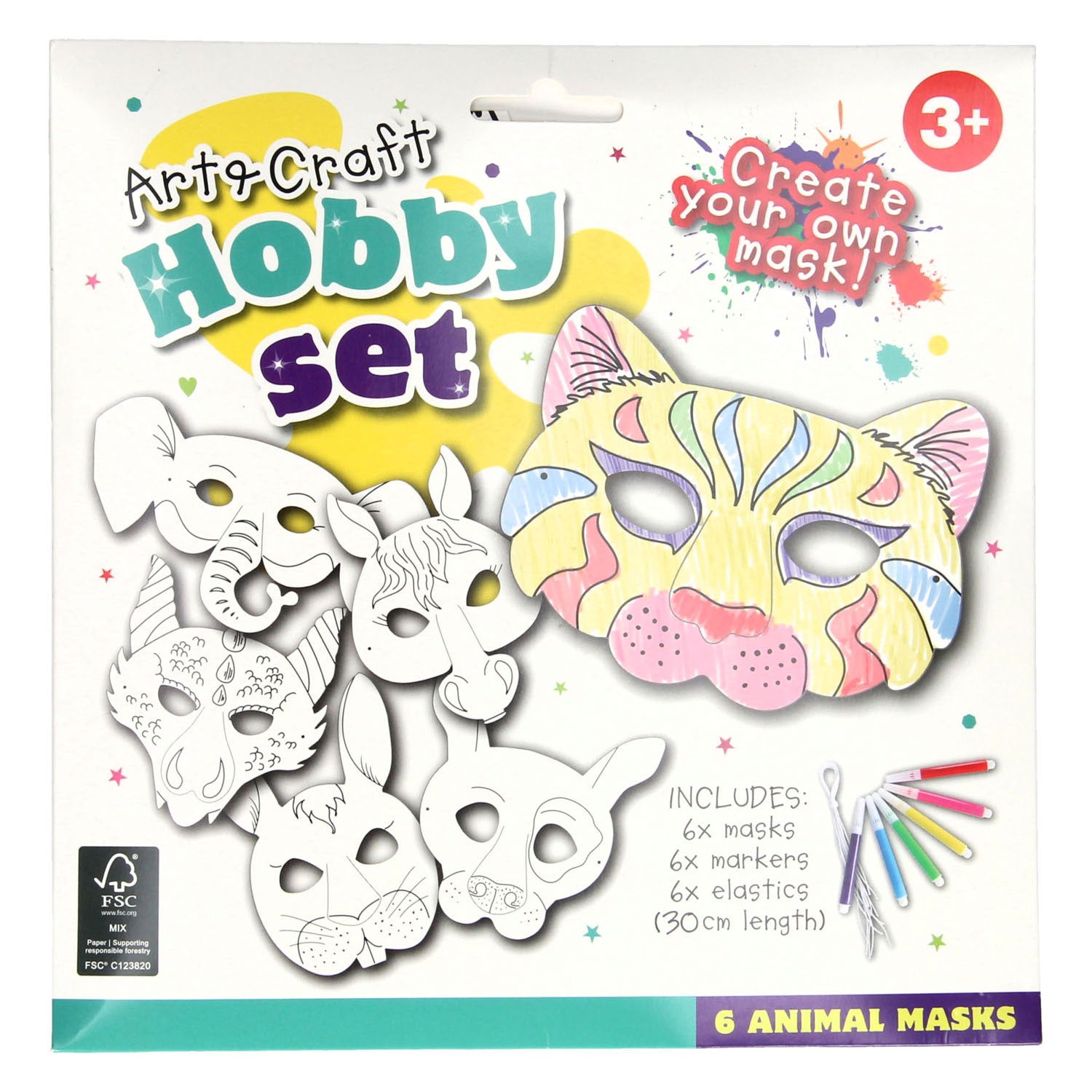 Dierenmaskers Kleuren met Stiften verpakking
