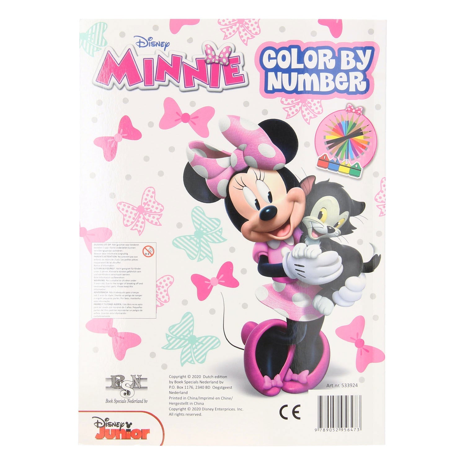 Kleuren op Nummer - Minnie Mouse Achterkant