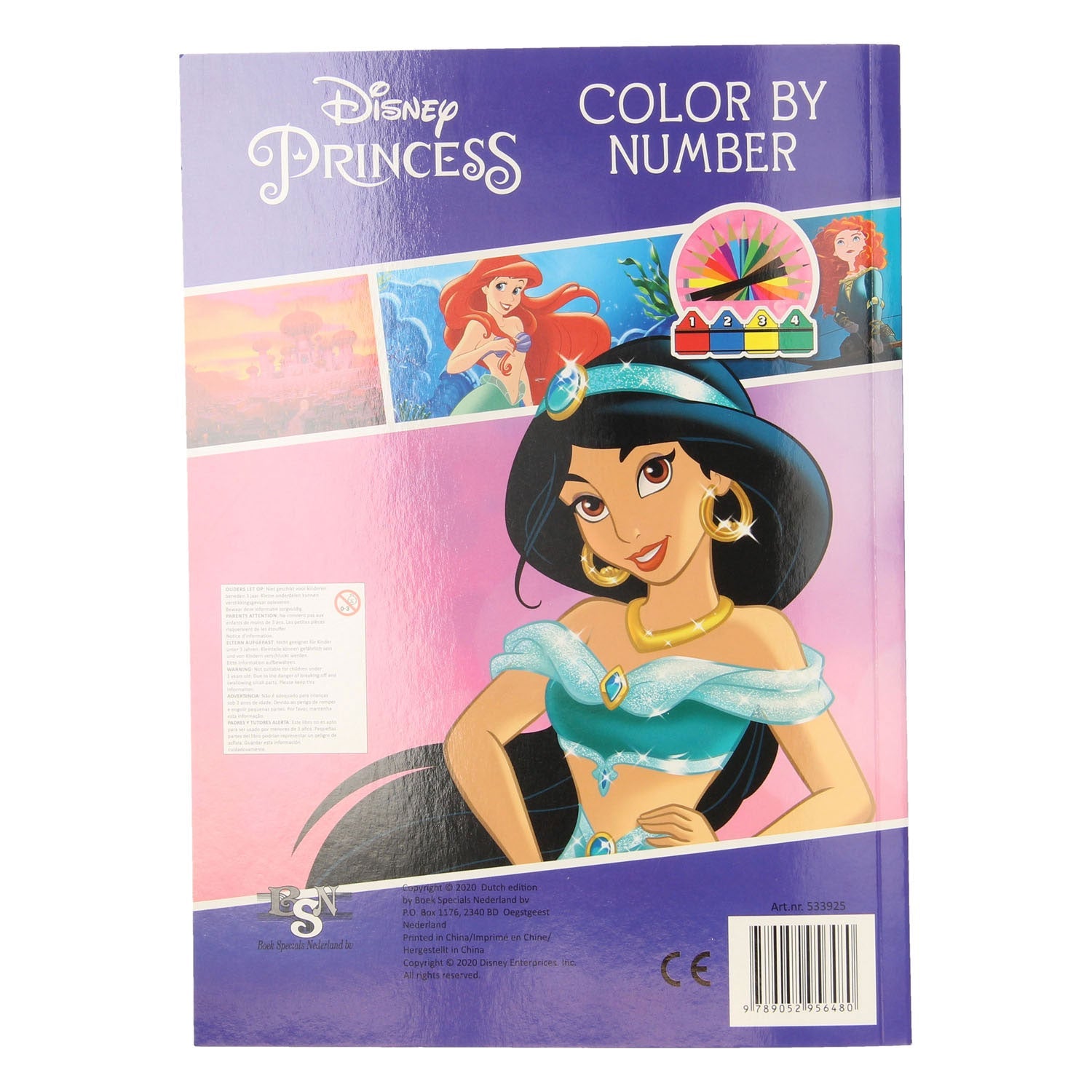 Kleuren op Nummer - Prinsessen Achterkant