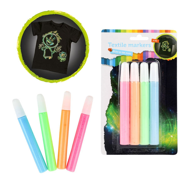 Knijp Textielstiften Glow in the Dark 4 stuks