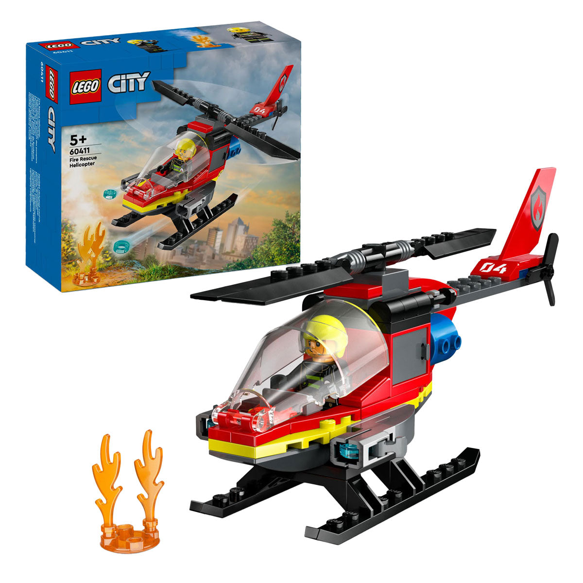 LEGO City 60411 Brandweerhelikopter doos en inhoud