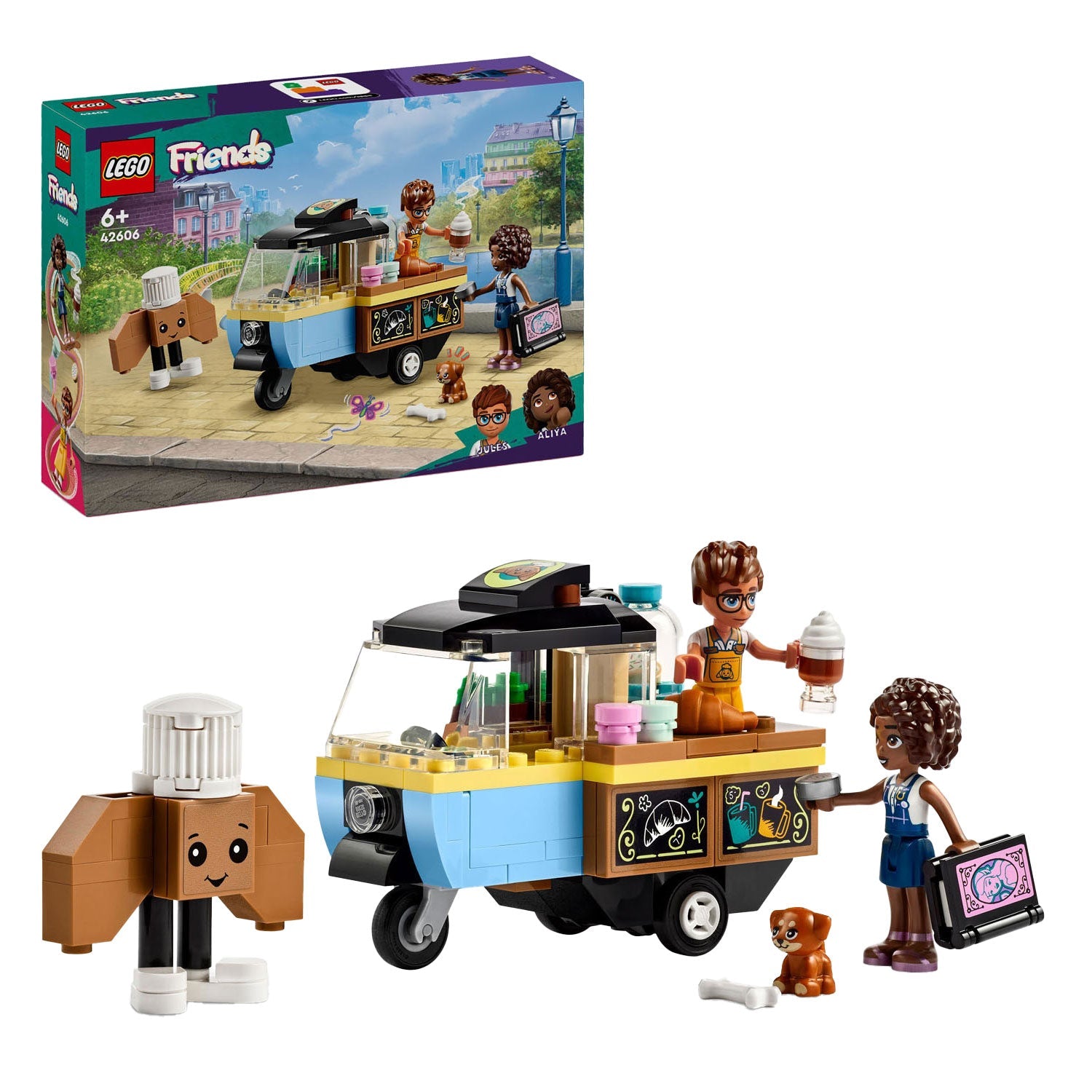 LEGO Friends 42606 Bakkersfoodtruck doos en inhoud