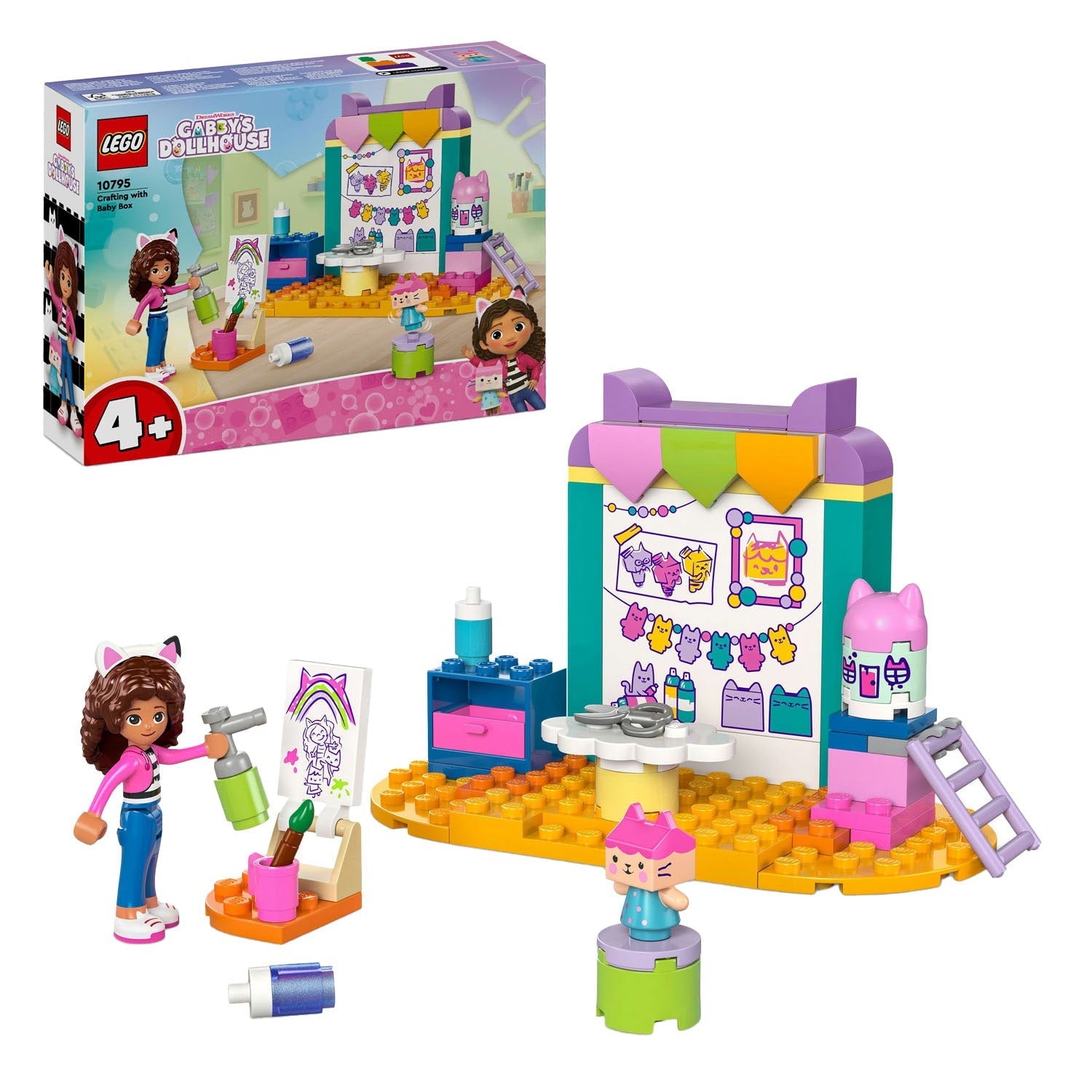 LEGO Gabby's Poppenhuis 10795 Knutselen met Babykitty verpakking en inhoud