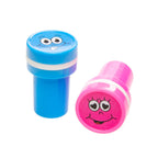 Lachgezicht Stempel Kleur blauw roze