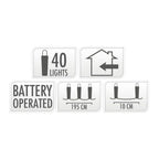 Led Lichtsnoer Zilverdraad, 195cm - Gekleurd specificaties