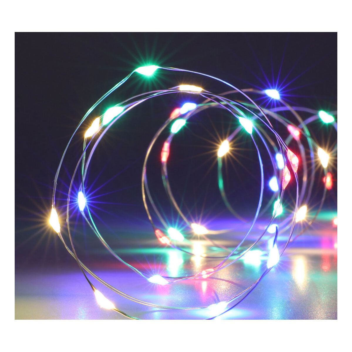 Led Lichtsnoer Zilverdraad, 195cm - Gekleurde lichtjes