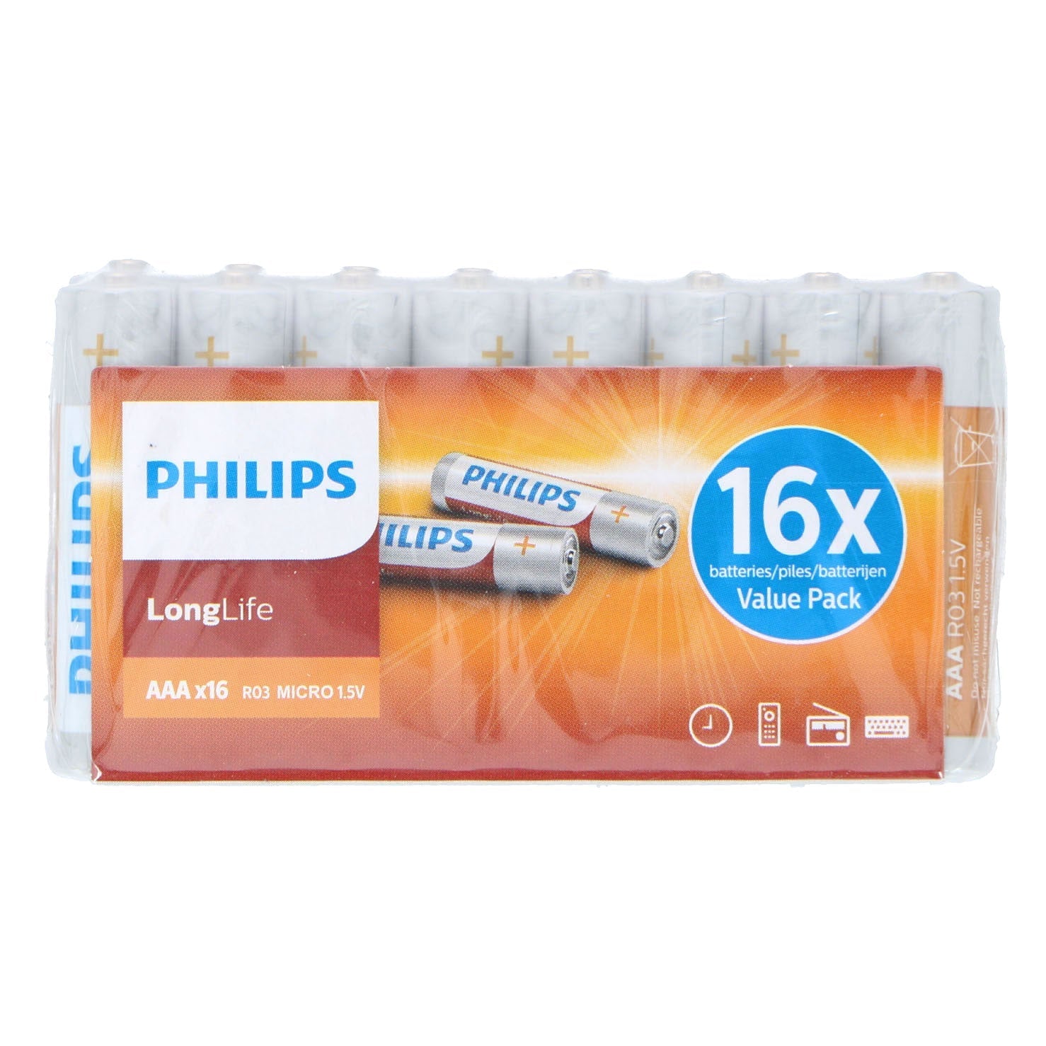 Philips Longlife AAA Batterij 16x