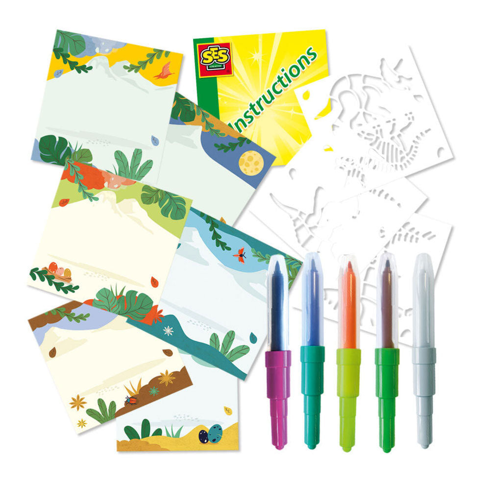 SES Blow Airbrush Pens - Dino's Magisch Kleurveranderen 