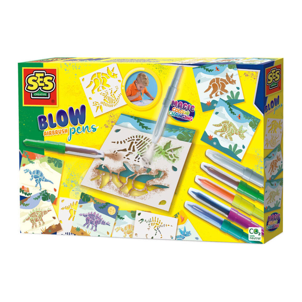 SES Blow Airbrush Pens - Dino's Magisch Kleurveranderen verpakking