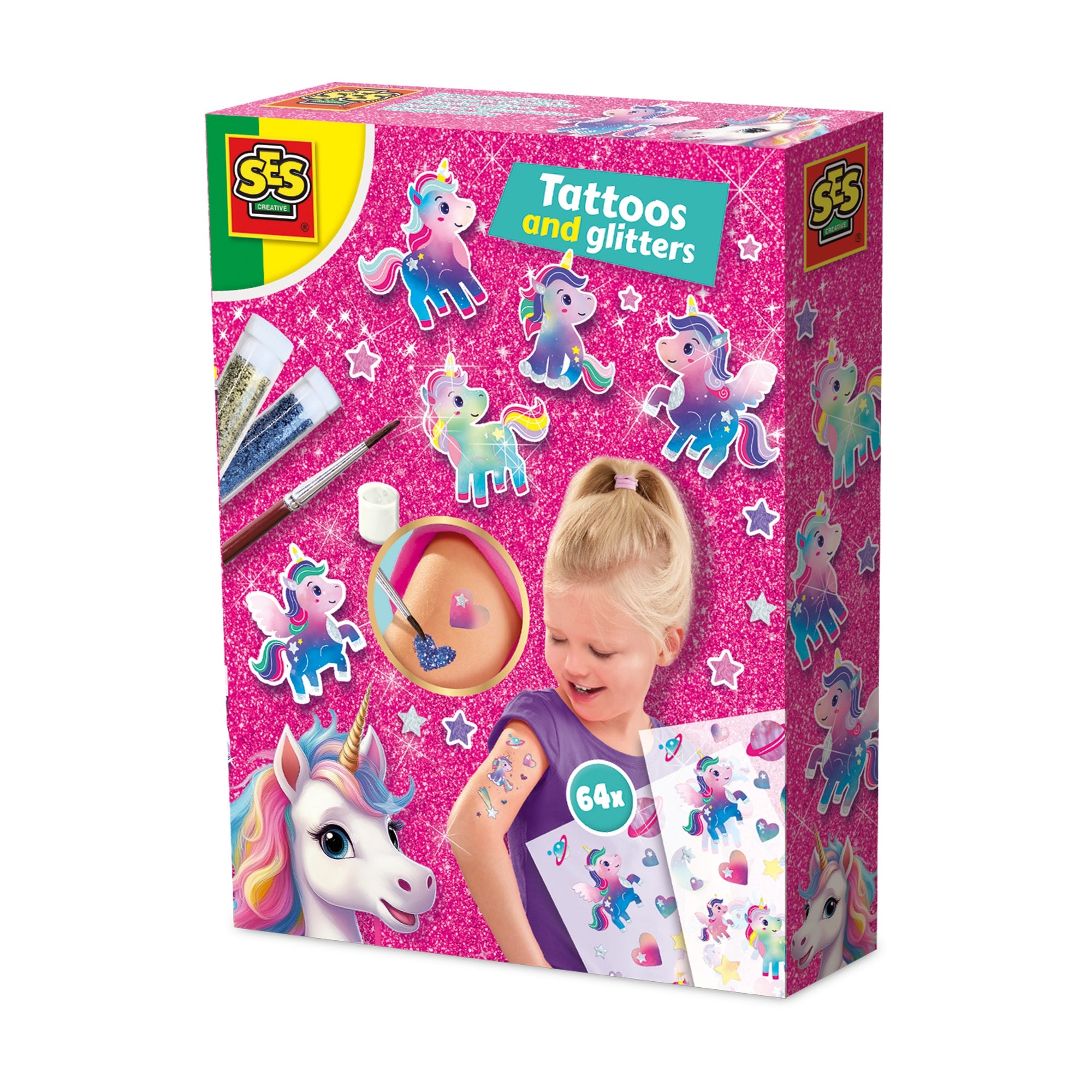 SES Creative Unicorn - Tattoos en glitters verpakking