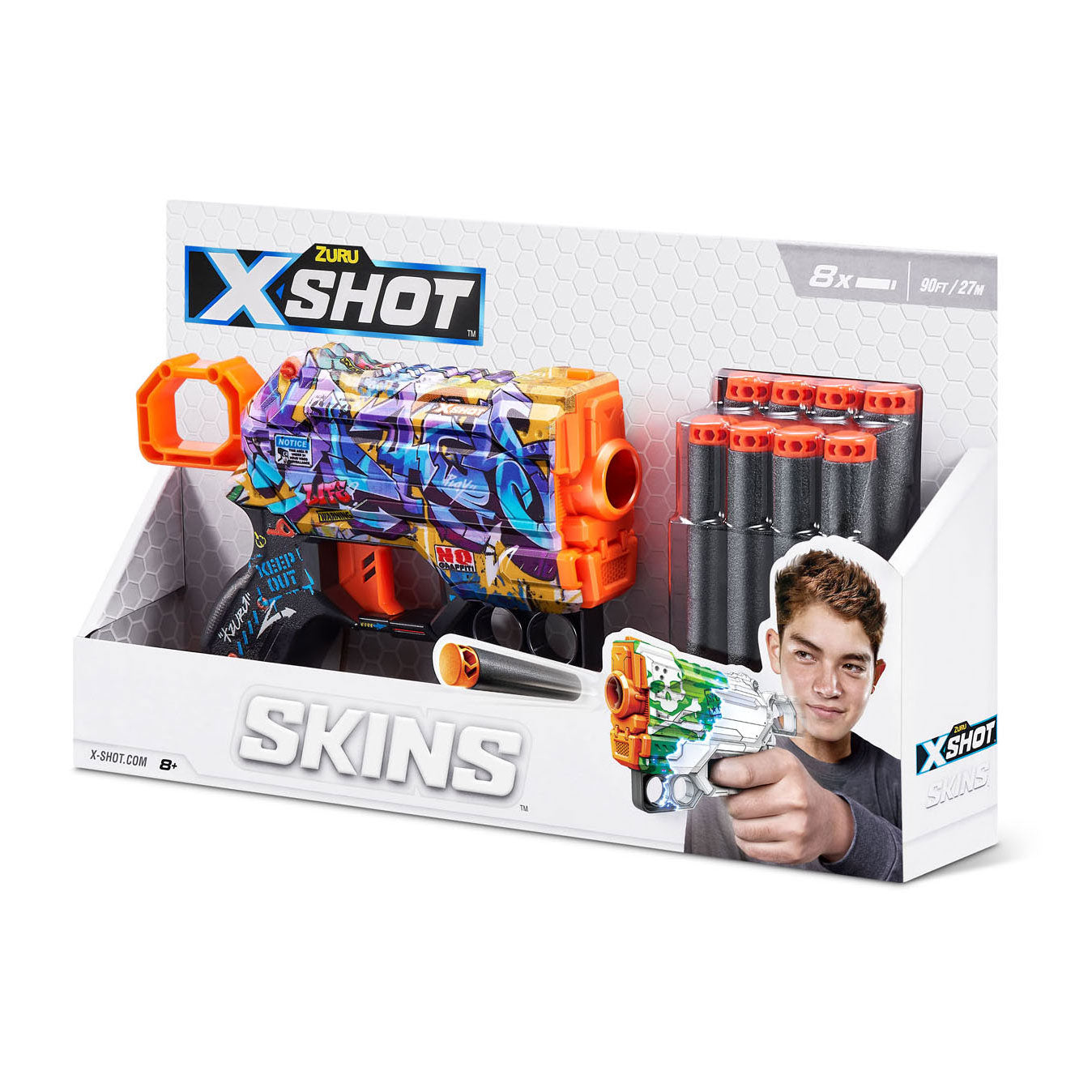 ZURU X-Shot Skins Menace blauw in de verpakking
